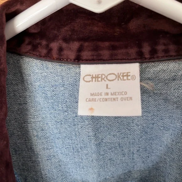 Cherokee denim Western vest with velvet collar - Picture 3 of 4